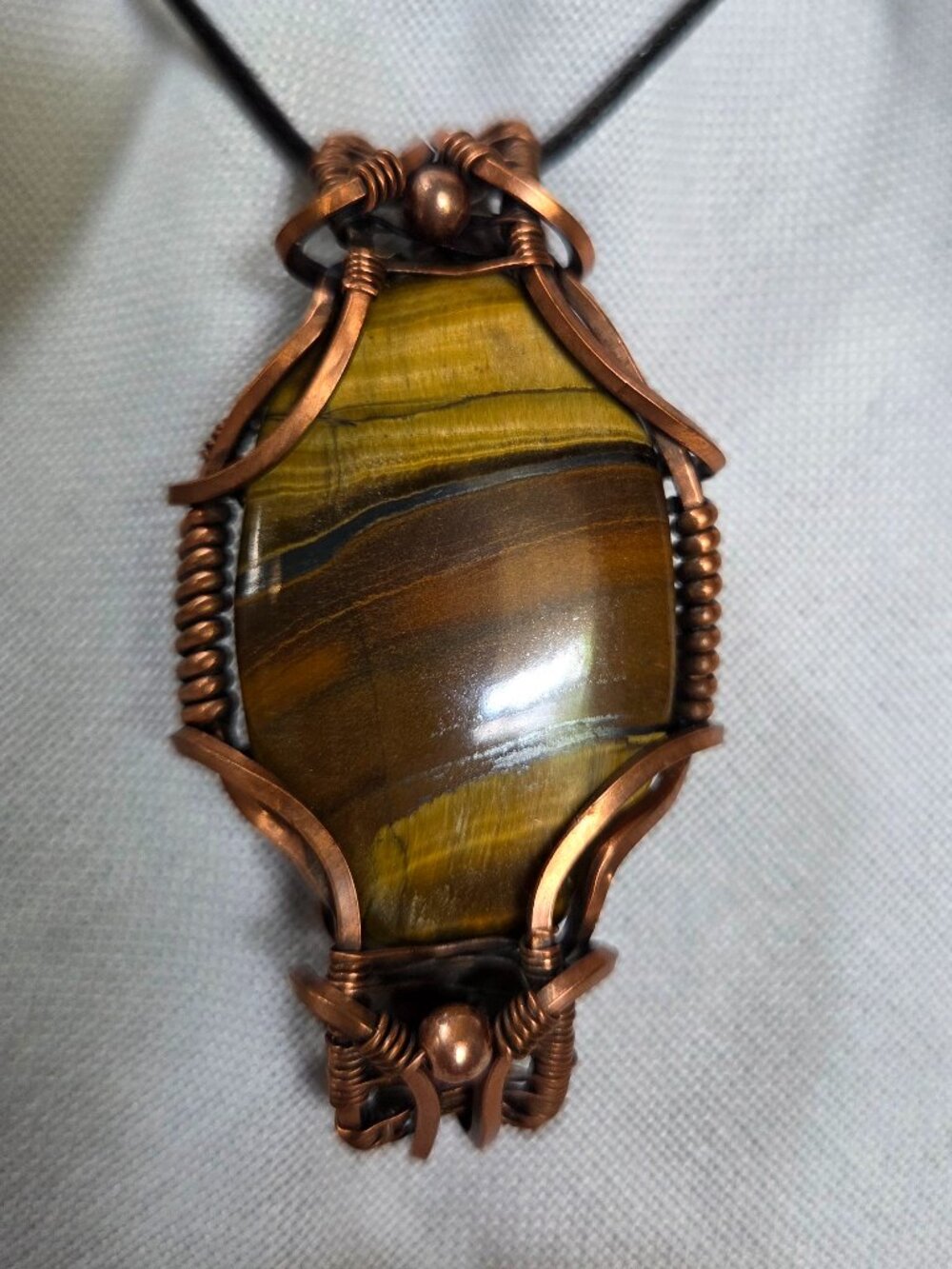 Wire Wrapped Tiger's Eye Pendant, Handmade one of a kind Tiger Eye Crystal